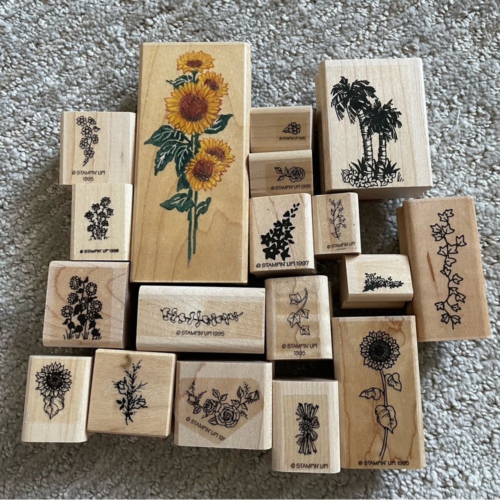 Set of 18 Stampin' Up! Floral Rubber Stamp Collection